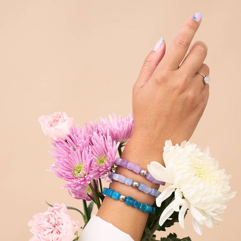Blue Quartz | Silver | Gemstone Pebble Bracelet